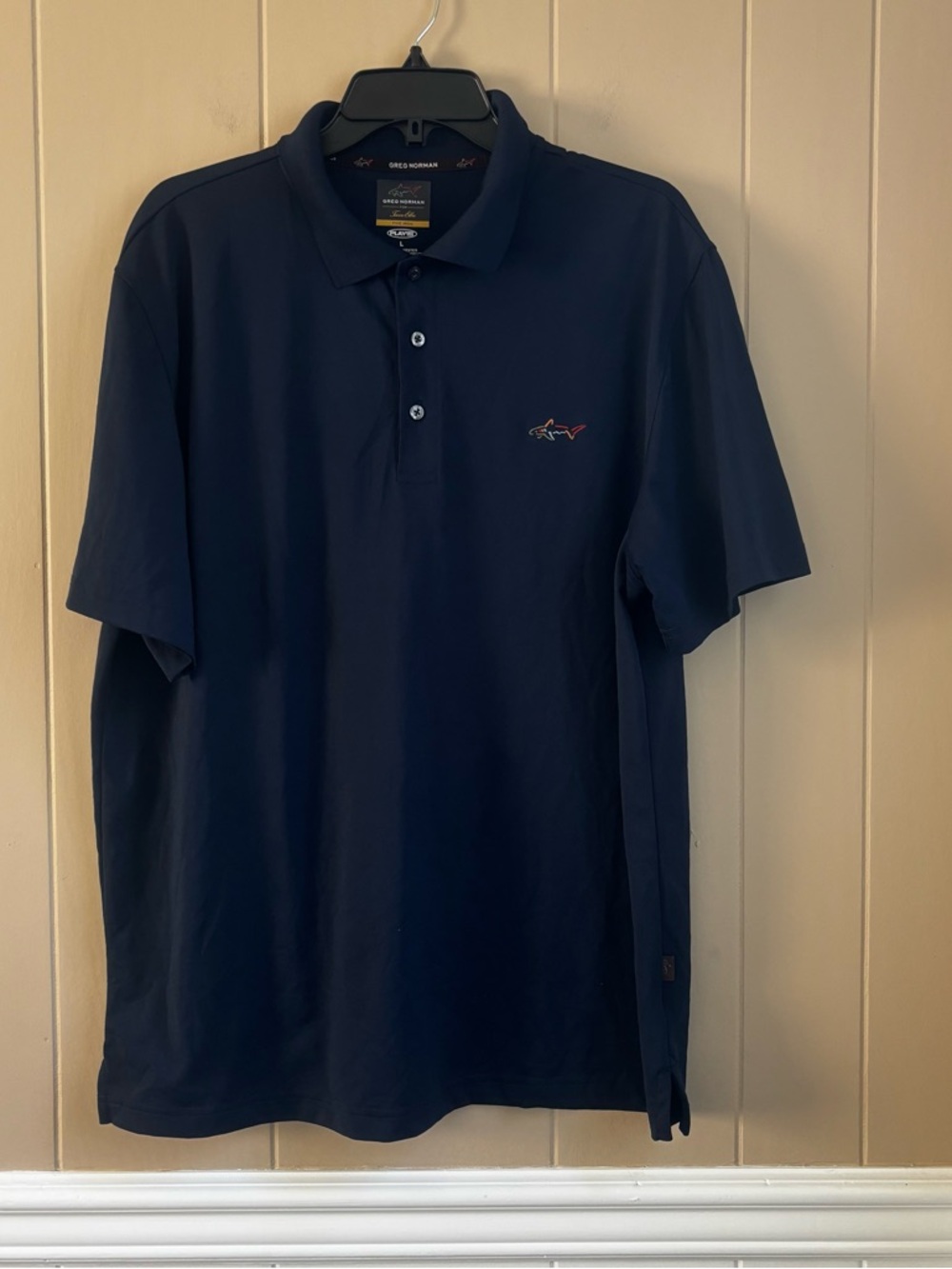 Greg Norman Men's Navy Blue Performance Golf Polo Size Large Excellent Condition